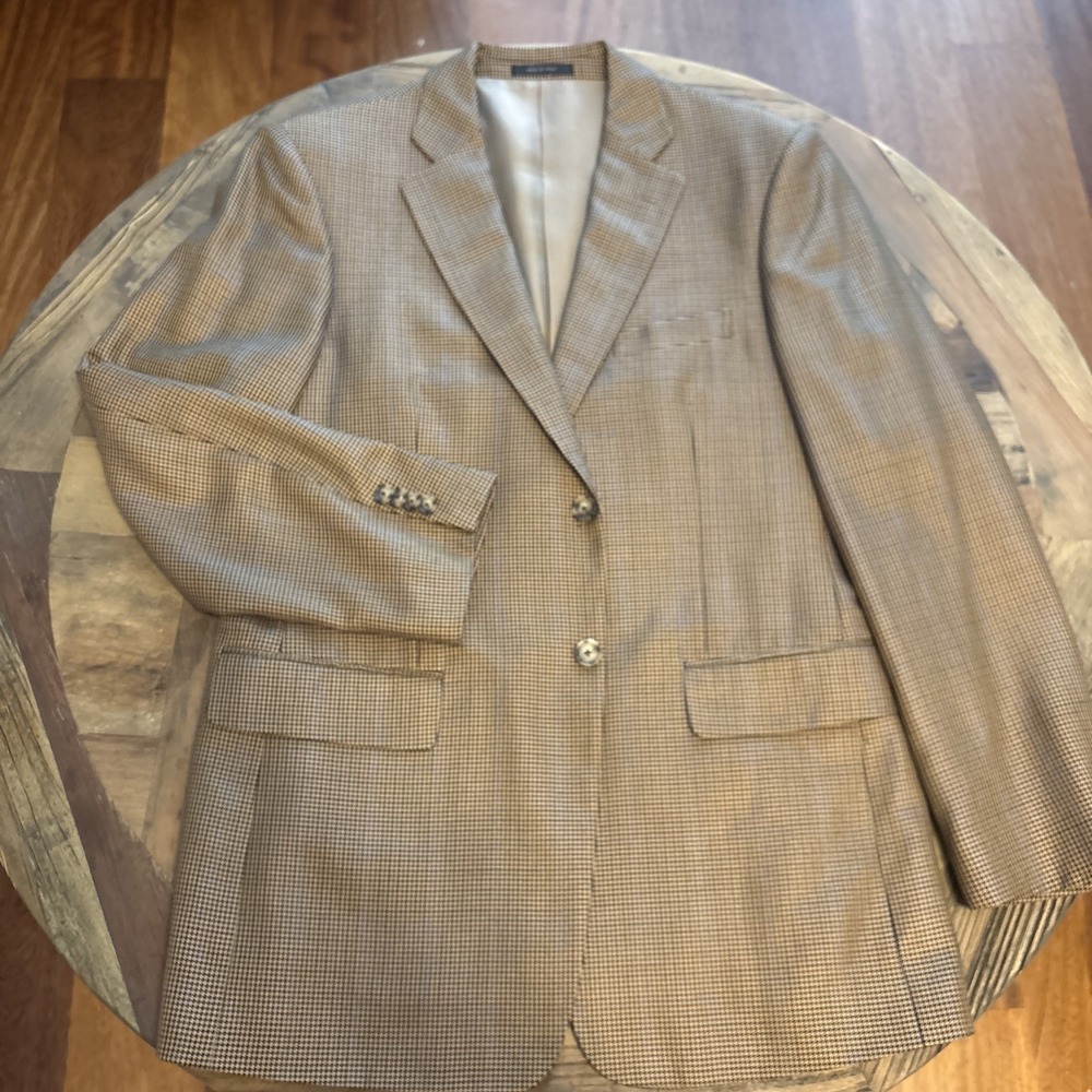 John W Nordstrom Mens Beige Tan The Houndstooth Wool Silk Blazer 40R